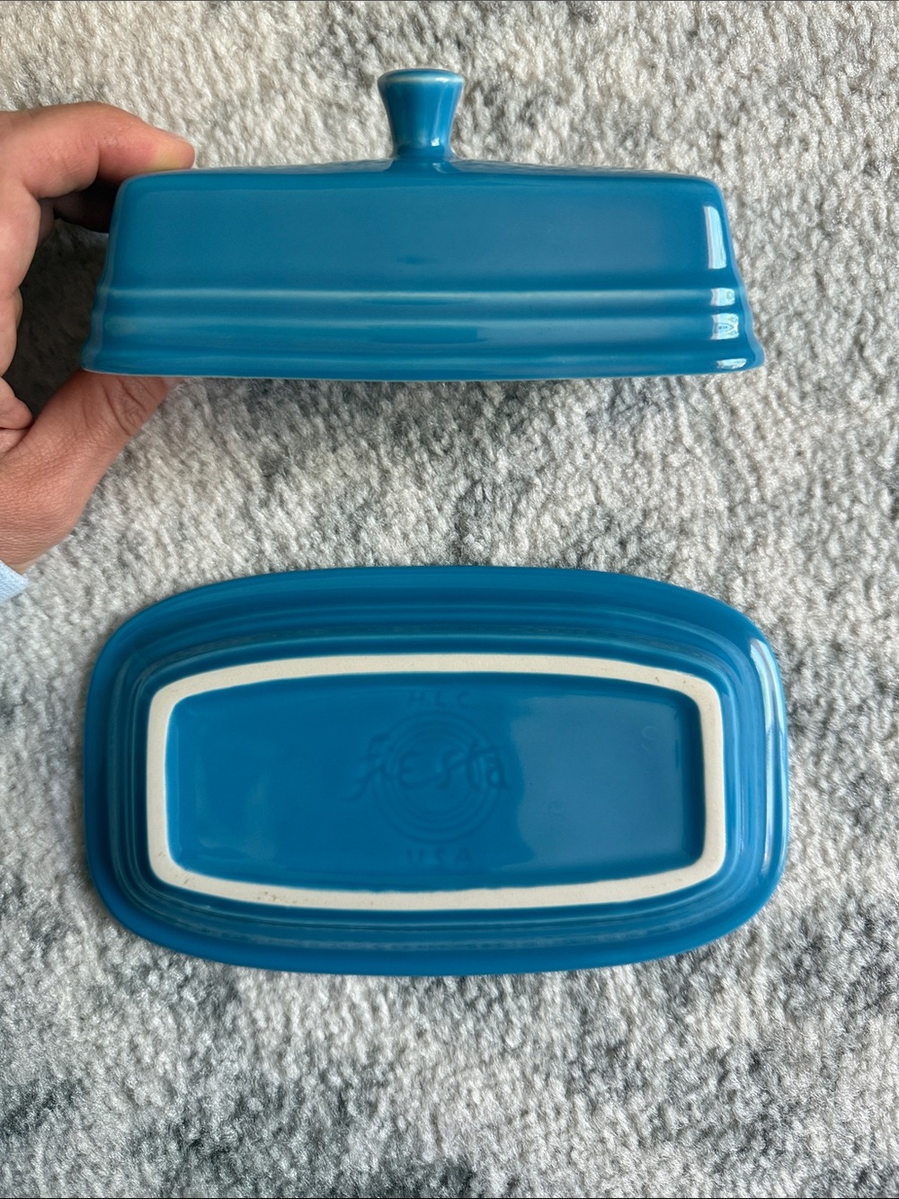 Fiesta Peacock Butter Dish with Lid - Picture 3 of 5